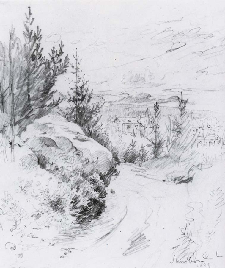 Carl Larsson First Glimpse of Sundborn Pencil